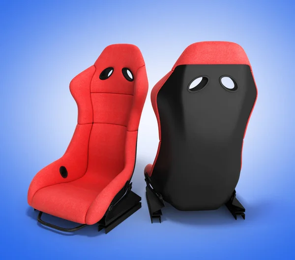 Sillones deportivos de automóvil rojo 3d renderizar en un fondo degradado —  Fotos de Stock