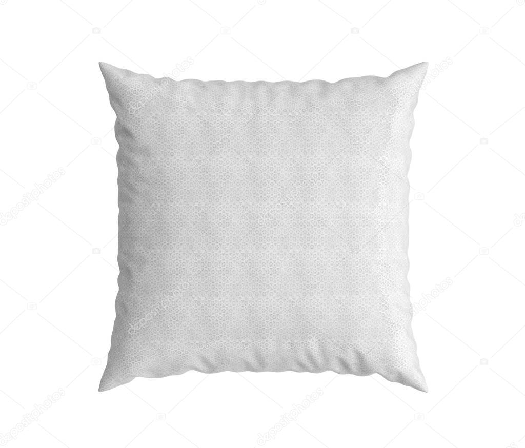 close up of a white square pillow 3d render on white background