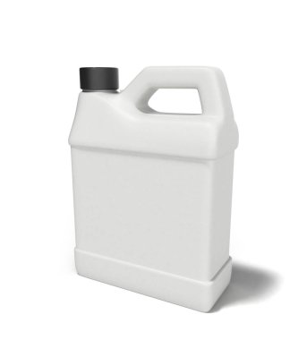 Beyaz plastik kapak üzerinde beyaz adam izole motor yağı için