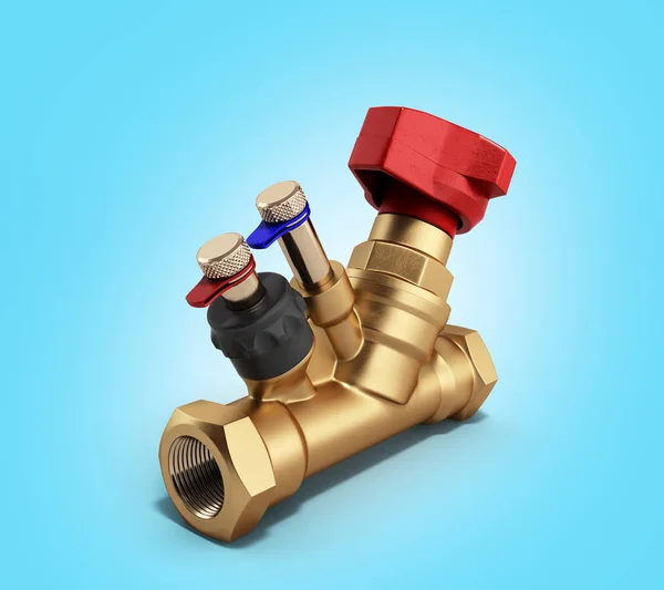 Válvula de equilibrado de la grúa sin drenaje para fontanería 3D renderizado — Foto de Stock