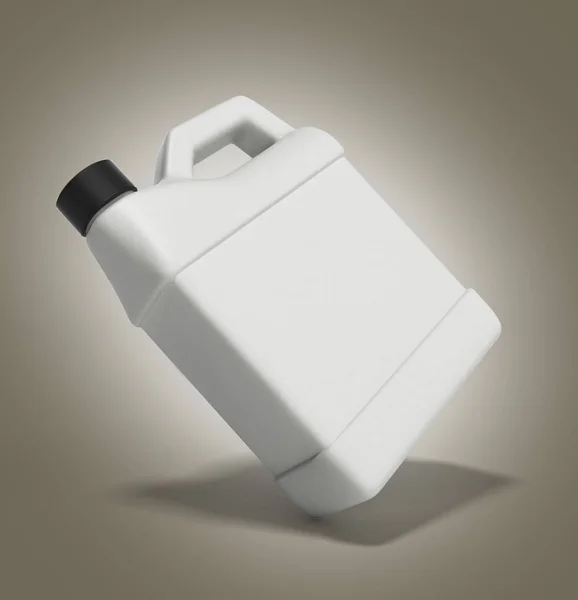 White plastic canister for motor oil isolated on gradient backgr — Stock Photo, Image