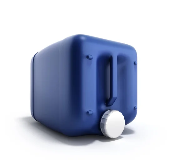 Modrý plastový kanystr 3d ilustrace na bílém pozadí — Stock fotografie