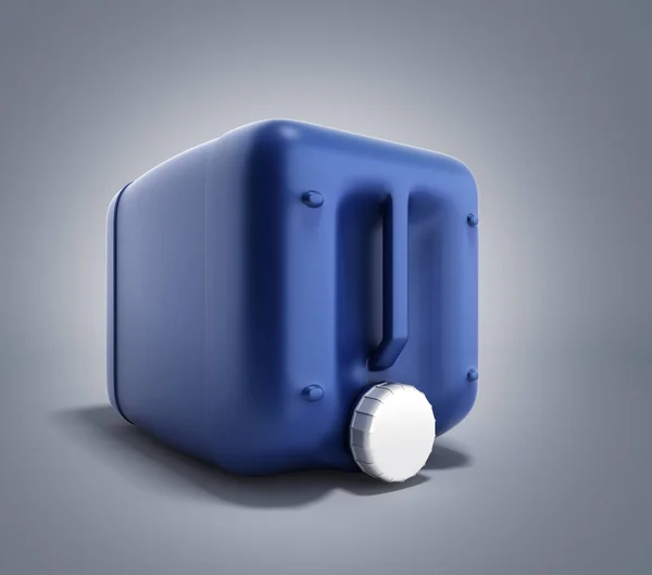 Modrý plastový kanystr 3d obrázek na pozadí s přechodem — Stock fotografie