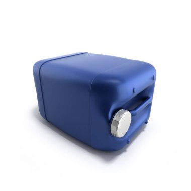 Beyaz zemin üzerinde mavi plastik bidon 3d çizim