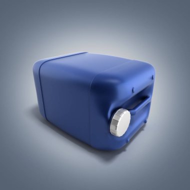 Degrade arka plan üzerinde 3d illüstrasyon mavi plastik bidon