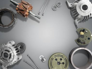 Degrade arka plan açılan elektrik motoru 3d render izole