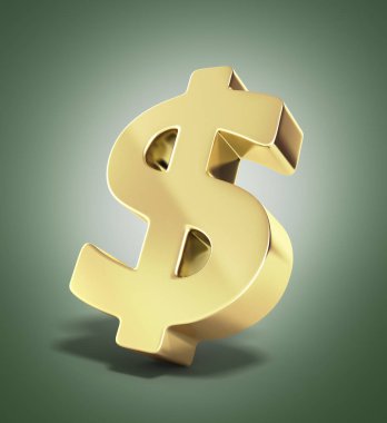 Altın dolar işareti 3d render üzerinde gradyan