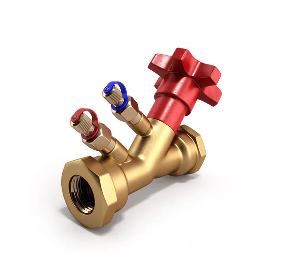 Balancing valve without drain for plumbing 3D rendering on a whi — Stock Photo, Image