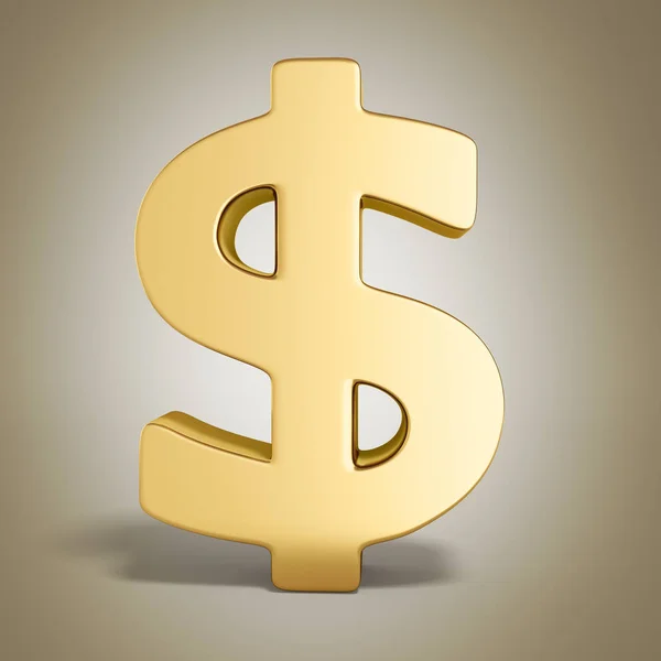 Gouden dollarteken 3d render op helling — Stockfoto