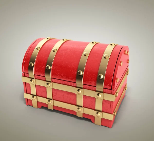 Red chest empty 3d render on gradient background — Stock Photo, Image