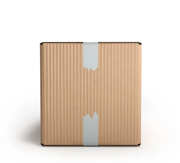 Caja de cartón transparente 3d renderizado sobre fondo blanco — Foto de Stock