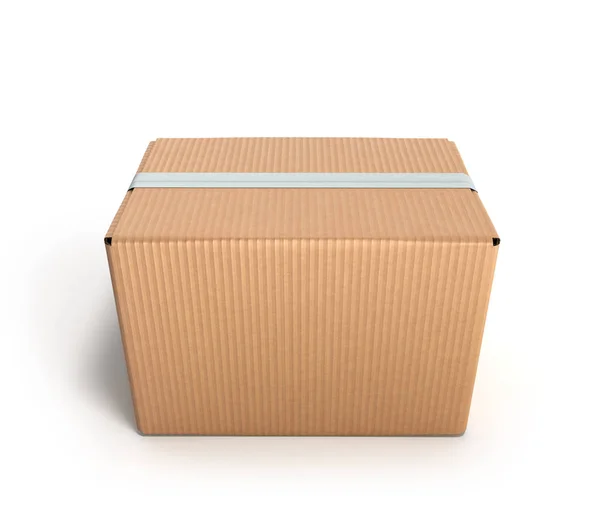 Caja de cartón transparente 3d renderizado sobre fondo blanco —  Fotos de Stock