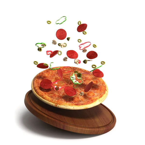 Вкусная трехмерная пицца вместо белой — стоковое фото