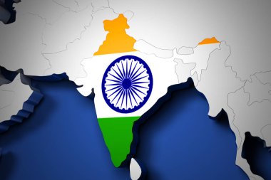 Hindistan dünya harita 3d render ile