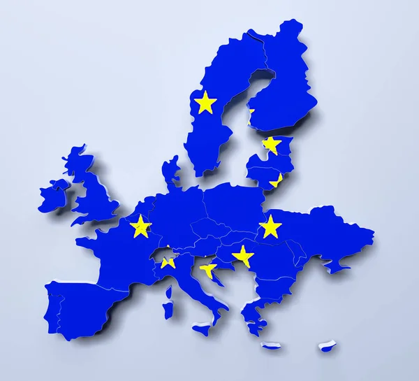 Europeiska unionen karta 3d renderad bild — Stockfoto