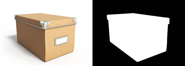 Fermer Boîte en papier de bureau pour documents Illustration 3D sur wi blanc — Photo