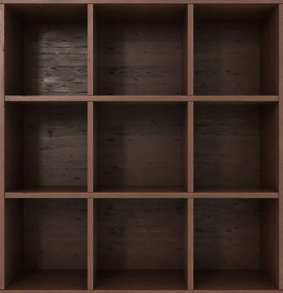 Темно висящие книжные полки изолированы на белом фоне — стоковое фото