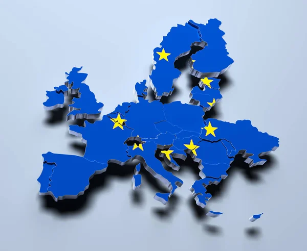 Europeiska unionen karta 3d renderad bild — Stockfoto