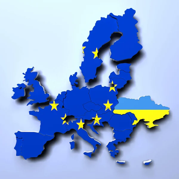 Evropská unie politická mapa 3d vykresleného obrazu — Stock fotografie