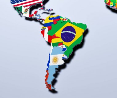 Güney Amerika harita 3d çizim
