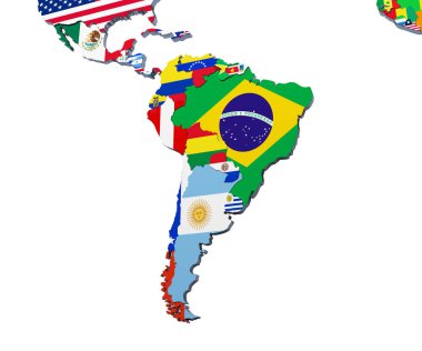 Güney Amerika harita 3d resimde beyaz