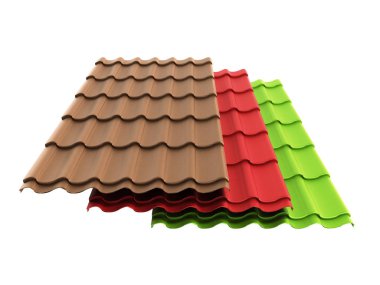 metal kiremit sayfaları 3d render üzerinde beyaz izole 