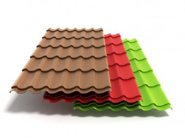 Beyaz arka plan üzerinde 3D render izole kiremit yaprak metal