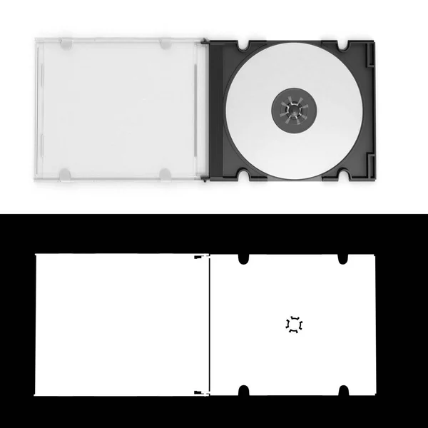 Capa de CD 3D aberta em fundo branco com alfa — Fotografia de Stock