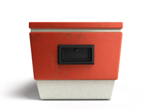 Refrigerador de playa Enfriador 3d rojo renderizar sobre un fondo blanco — Foto de Stock