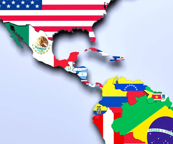 Amerika central kaart 3d render — Stockfoto