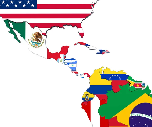 3d καθιστούν Χάρτης Κεντρική Αμερική — Φωτογραφία Αρχείου