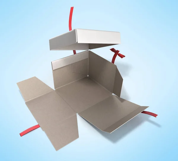 Caixa de presente quadrado branco com fita vermelha e arco 3d render — Fotografia de Stock