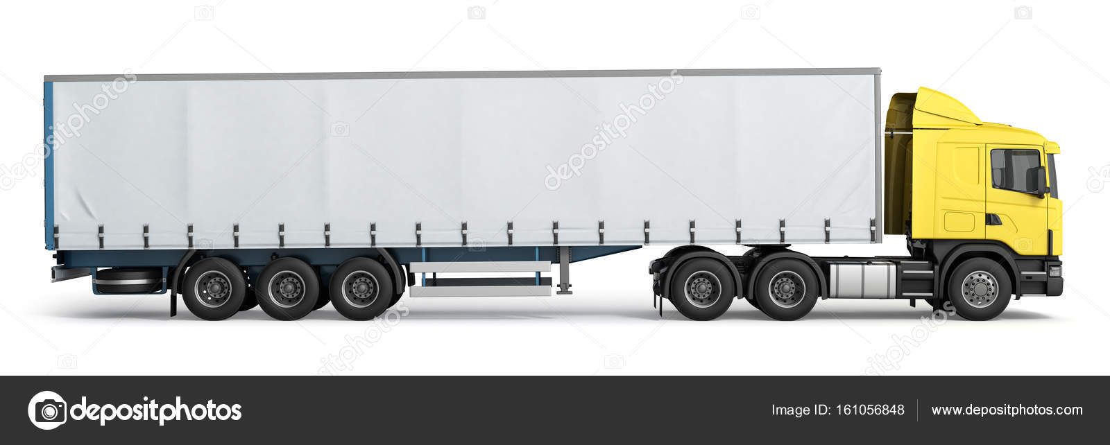 big truck trailer on white background with soft shadows 3d illus