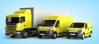 bir kamyon ve bir kamyon bir degrade bac karşı van bir 3D render