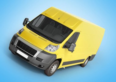 Sarı teslim Van simgesi 3D render üzerinde gradyan