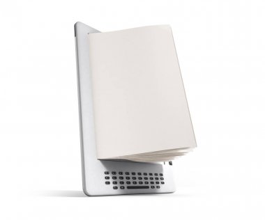 boş E-kitap okuyucu 3d render resim beyaz