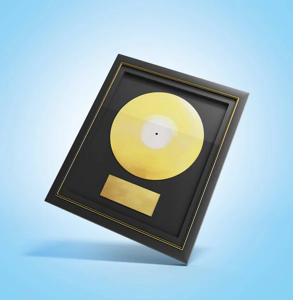 Gold CD prize avec label 3d render en bleu — Photo