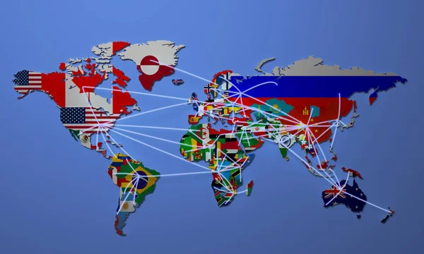 Интернет-магазины в мире Карта 3d иллюстрация — стоковое фото