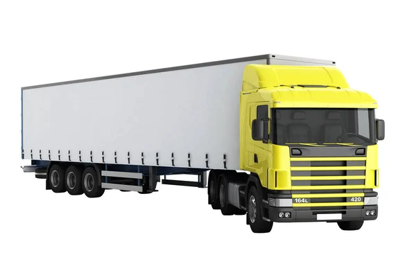 부드러운 그림자와 함께 흰색 바탕에 큰 트럭 트레일러를 모의 — 스톡 사진