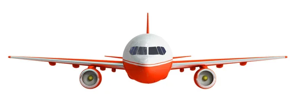 White and red airplane 3d rendering on white background — Stock Photo, Image