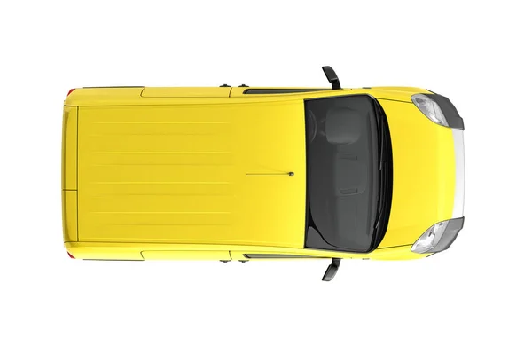 Auto consegna giallo in alto su uno sfondo bianco illustrazione 3D — Foto Stock