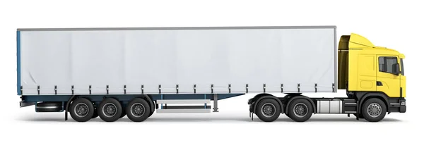 Büyük kamyon römork yumuşak beyaz arka plan üzerinde 3d illus gölgeler — Stok fotoğraf