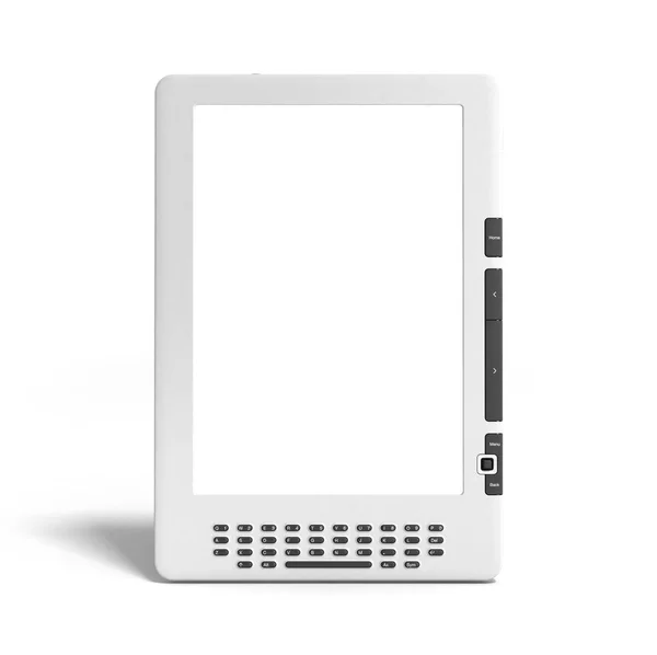 Pustego E-książki czytelnik 3d renderowania obrazu na białym — Zdjęcie stockowe