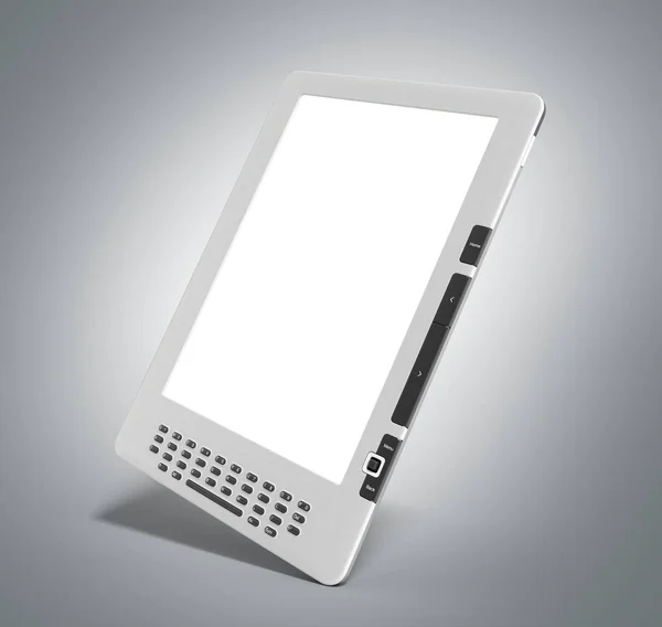 Blank E-book reader 3d render image on on grey gradient — Stock Photo, Image