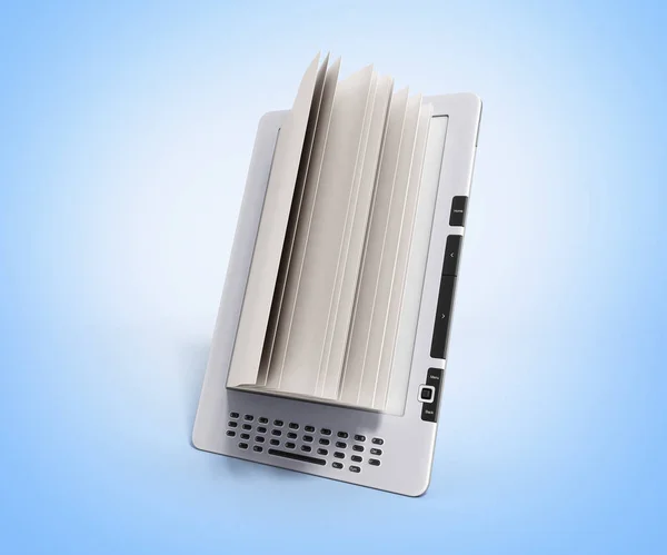 Lector de libros electrónicos en blanco 3d render ilustración en gradiente de pegamento —  Fotos de Stock
