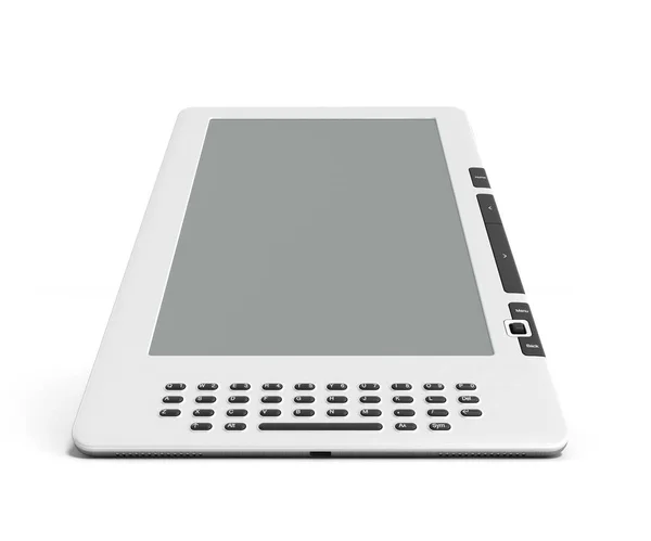 Lector de libros electrónicos en blanco 3d imagen de renderizado en blanco — Foto de Stock