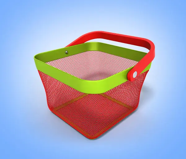 Renderização de cesta de compras vazia isolada no gradiente 3D Illustratio — Fotografia de Stock