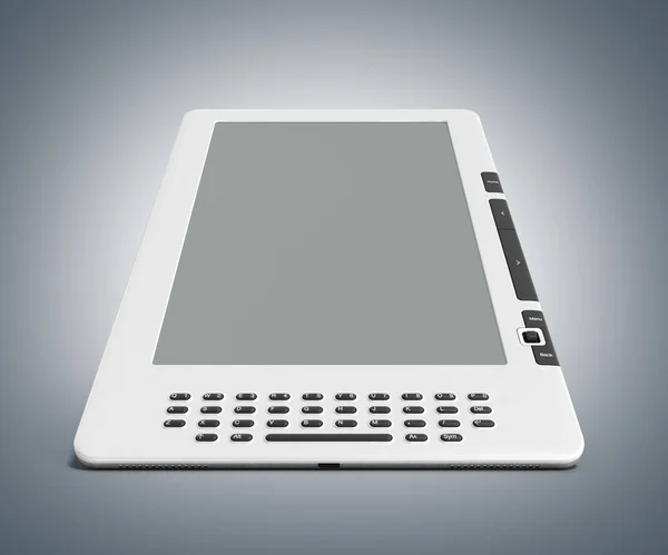 Blank E-book reader 3d render image on grey gradient — Stock Photo, Image