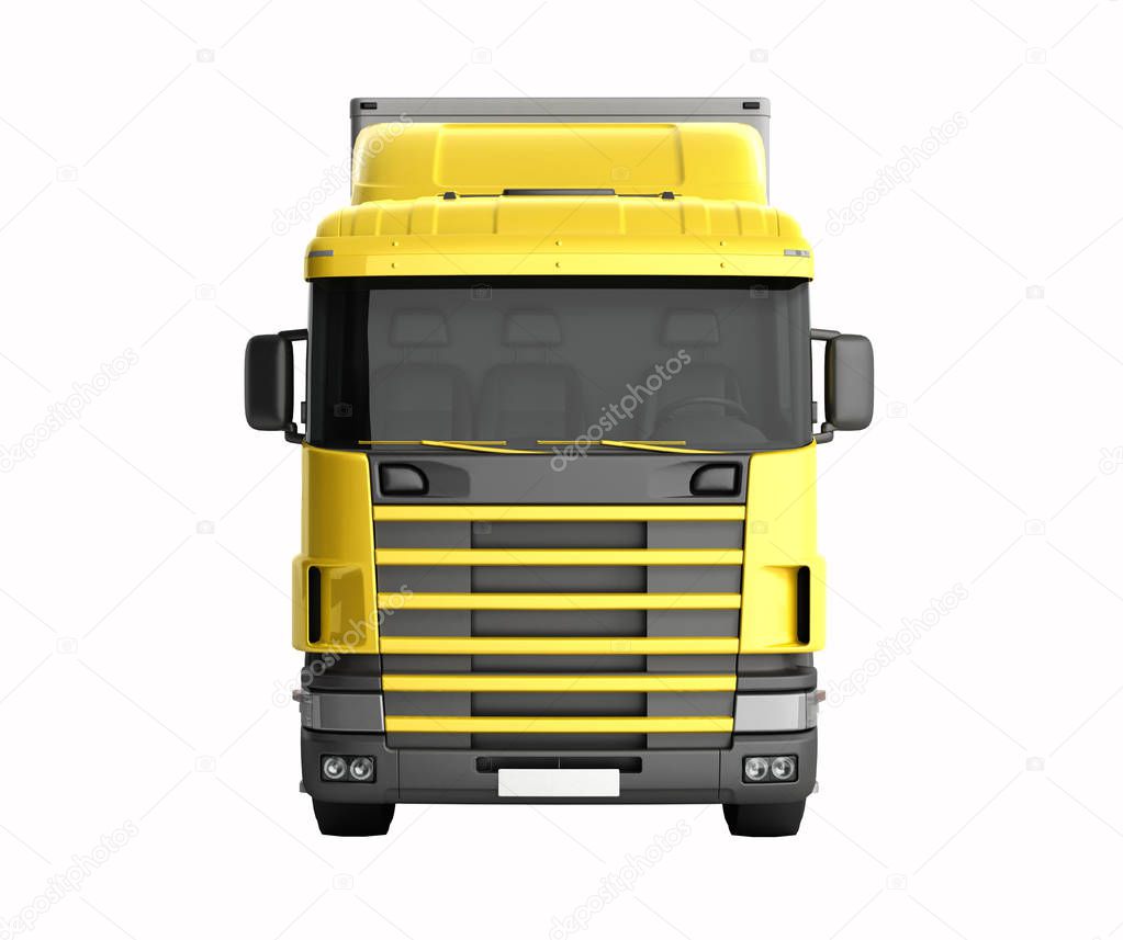 Big Truck Trailer on white background with no shadows 3D illustr