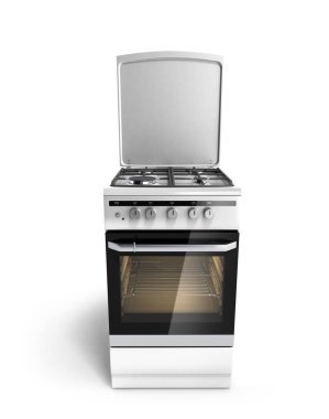 Beyaz bir arka plan üzerinde izole gaz soba 3d render